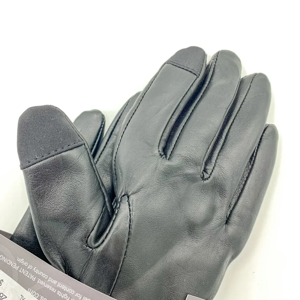 Touchpoint by Fownes Black Leather Cashmere Lined Gloves